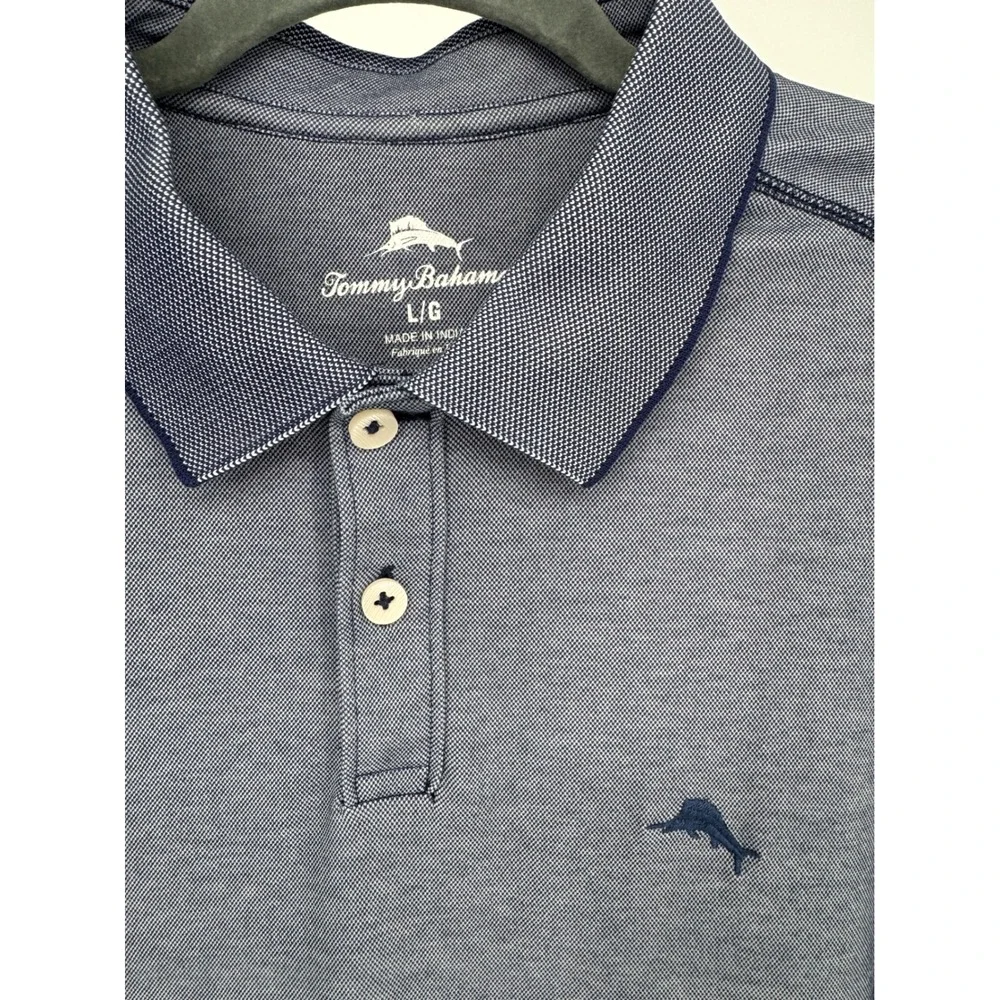 Tommy Bahama Mens Large L Blue Polo Shirt‎ Short Sleeve Embroidered Logo - Picture 2 of 4